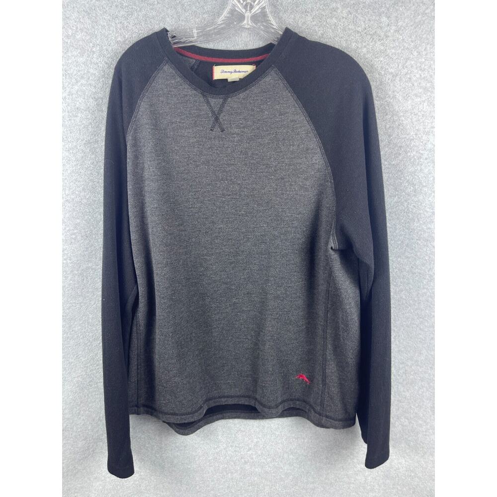 Tommy Bahama Shirt Men's XL Gray Black Long Sleeve Sweater
